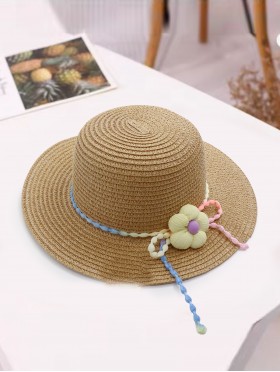 Kid's Crochet Mini Sunhat W/ Flower